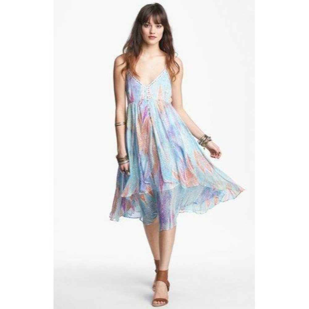 Free People Sea Gypsy Feather Print Dress
